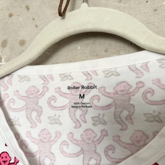 Roller Rabbit Monkey Print Long Sleeve Pajama Top - Picture 2 of 5